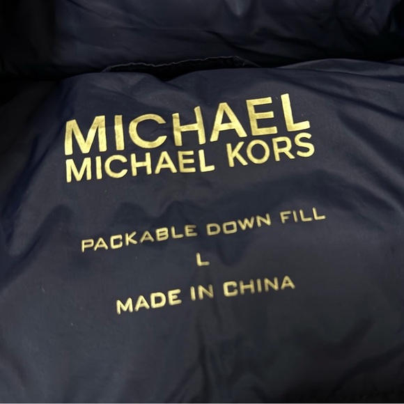 Michael Kors Packable Down Fill Navy Blue Quilted Puffer Jacket Coat - Sz Large - Picture 10 of 15